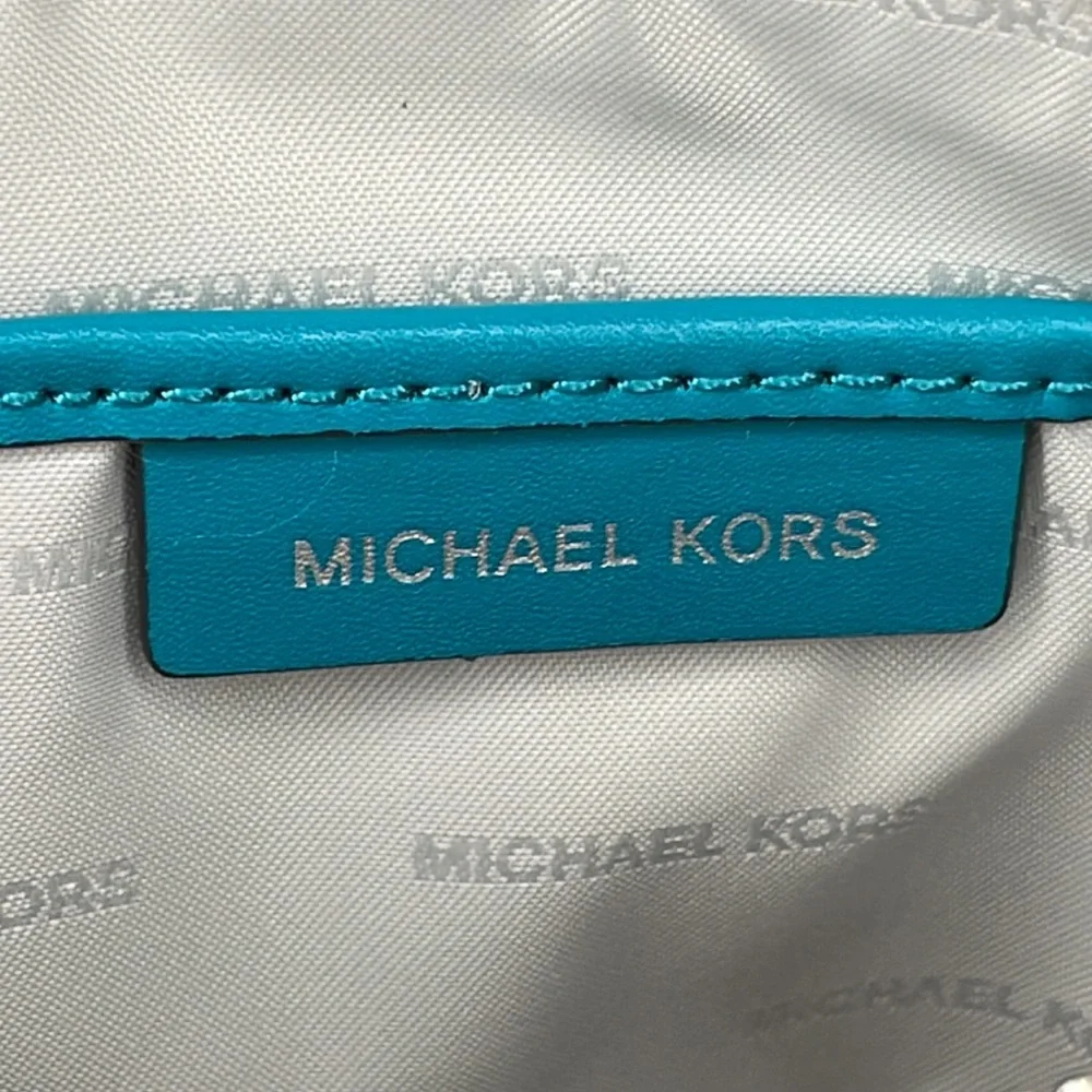 Michael Kors Turquoise Teal Floral Cosmetic Pouch